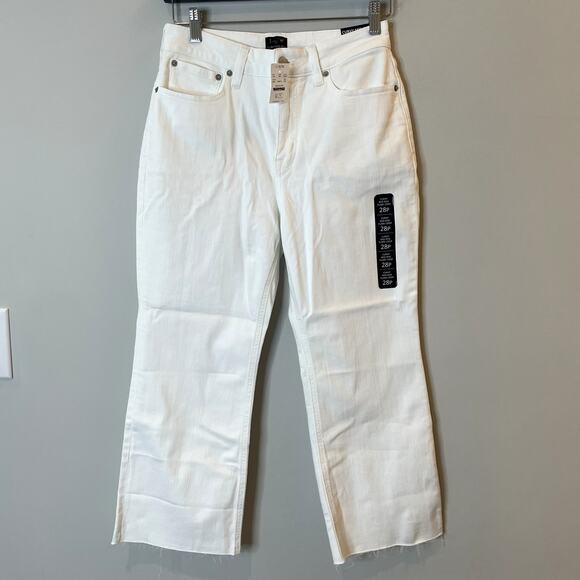 J.Crew Factory Curvy Mid Rise Flare Crop Jean Signature Stretch CG434 White P28 - Picture 2 of 16